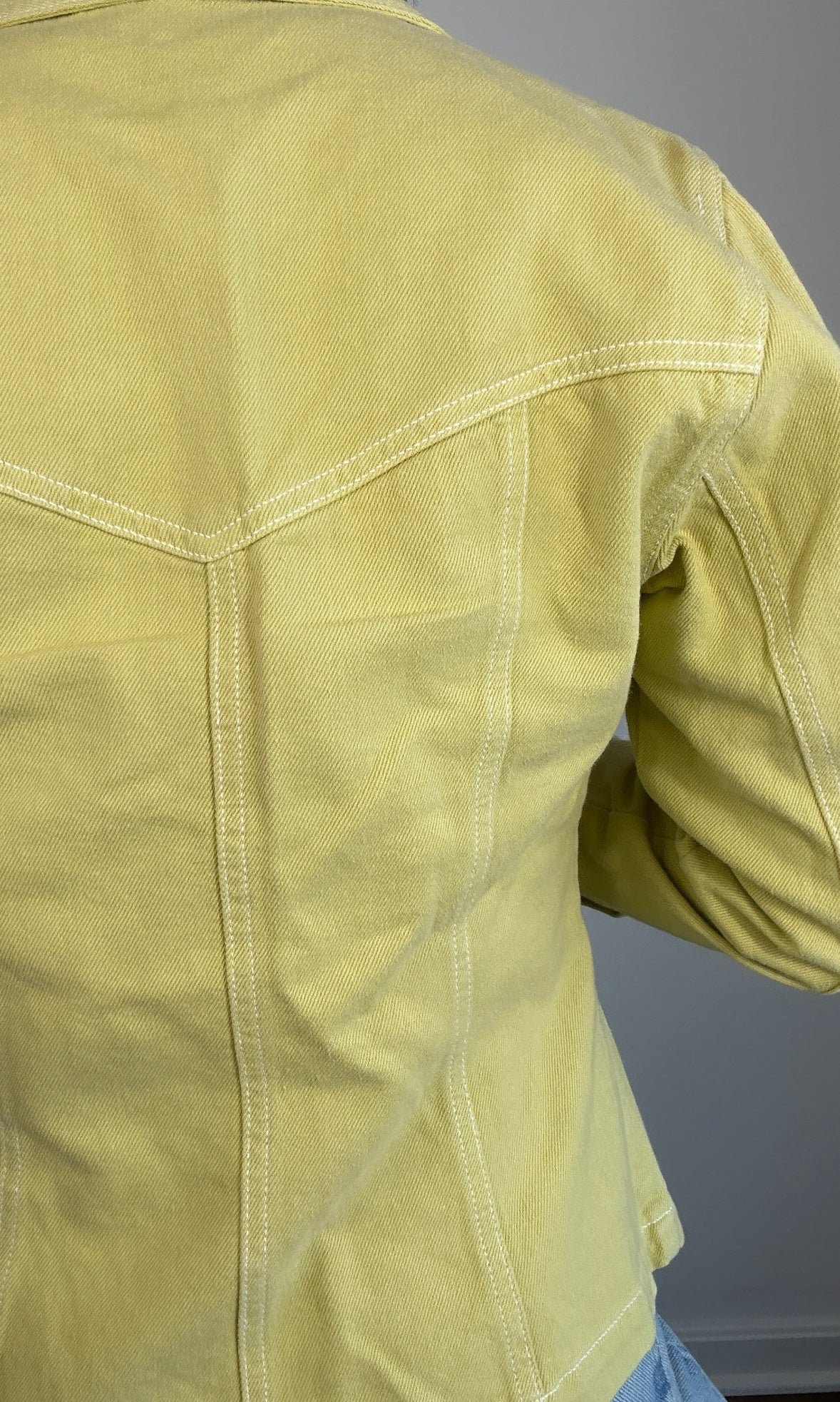 Y2K Lime Green Zip Up Denim Jacket