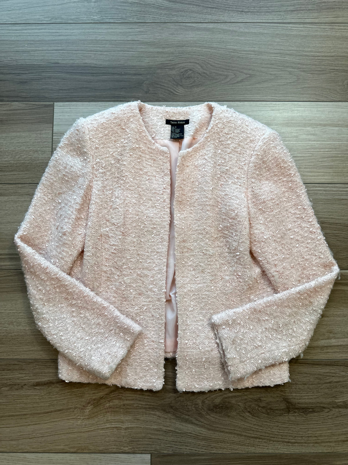 Vintage Light Pink Boucle Tweed Blazer Jacket