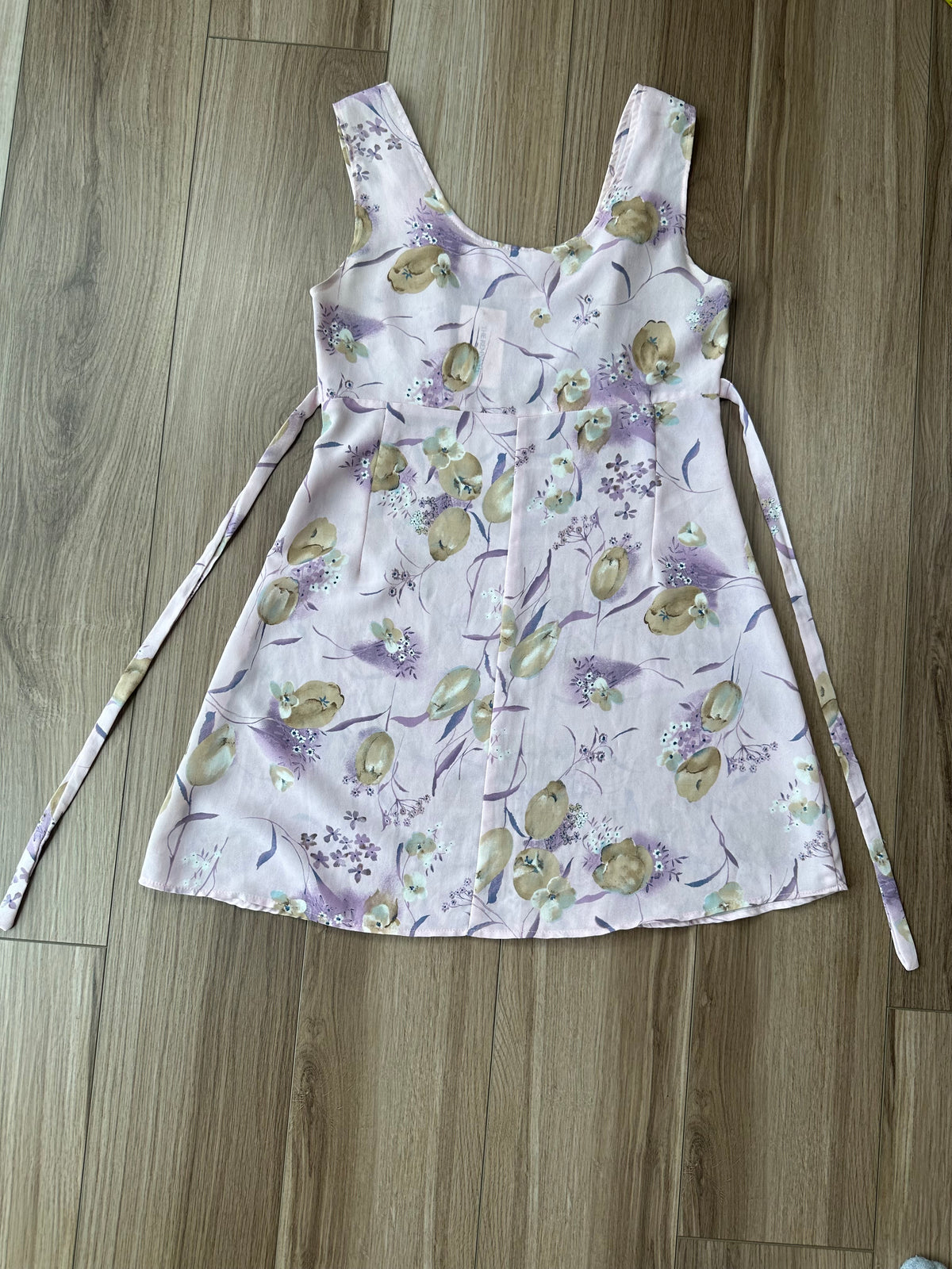 Vintage Brentwood Lavender Tan Floral Mini Dress