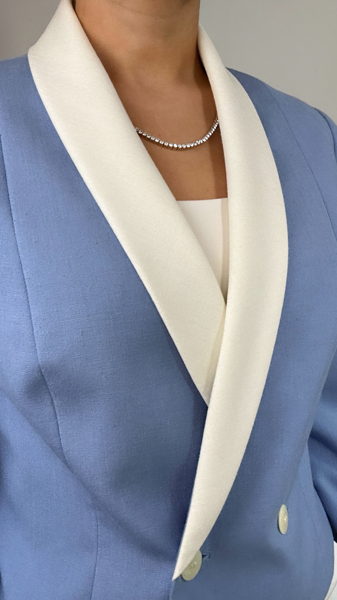 1980's Union Made Vintage Double Breasted Blue White Trim Blazer