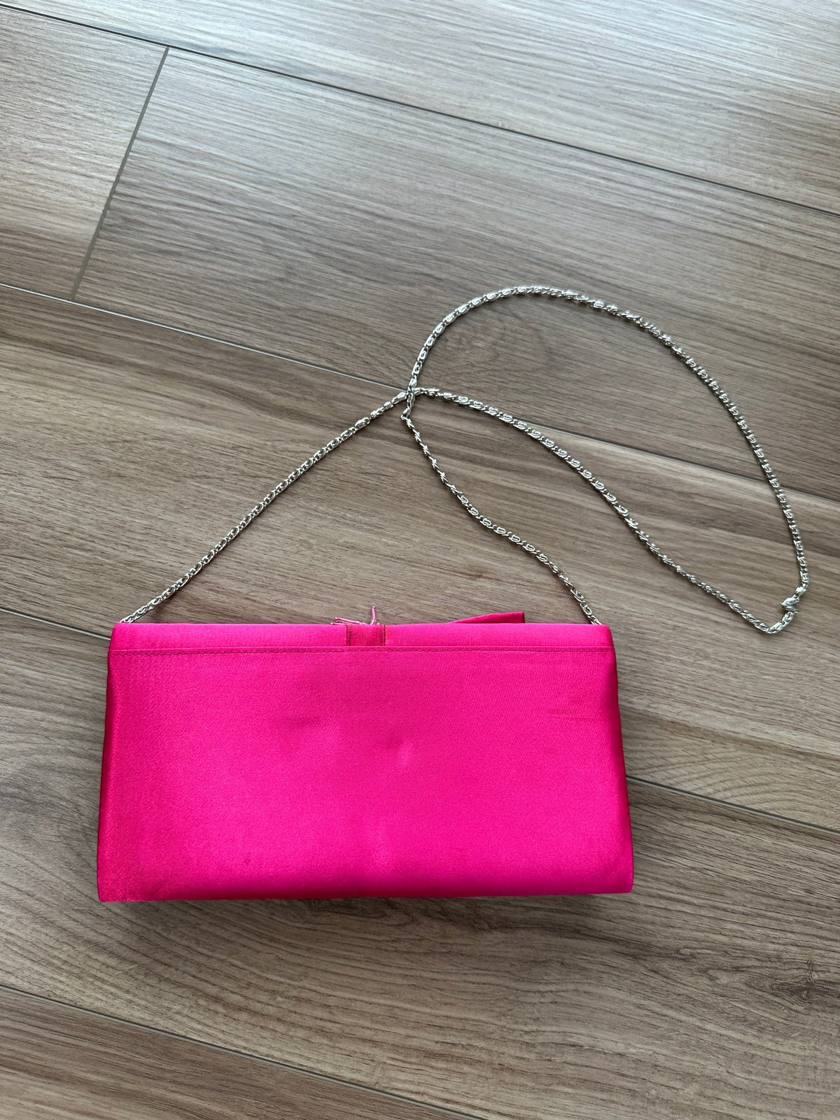 Vintage Hot Pink Beaded Satin Clutch Purse