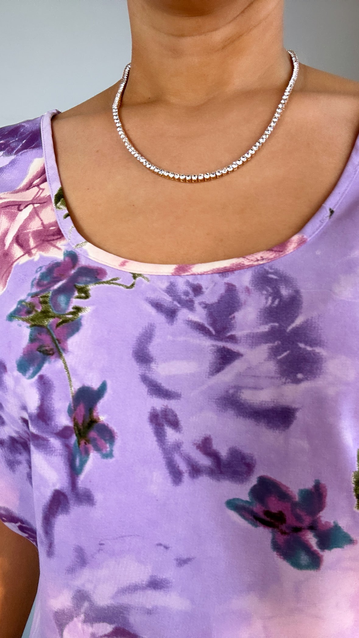 Vintage Lavender Pink Floral Semi Crop Tank Top