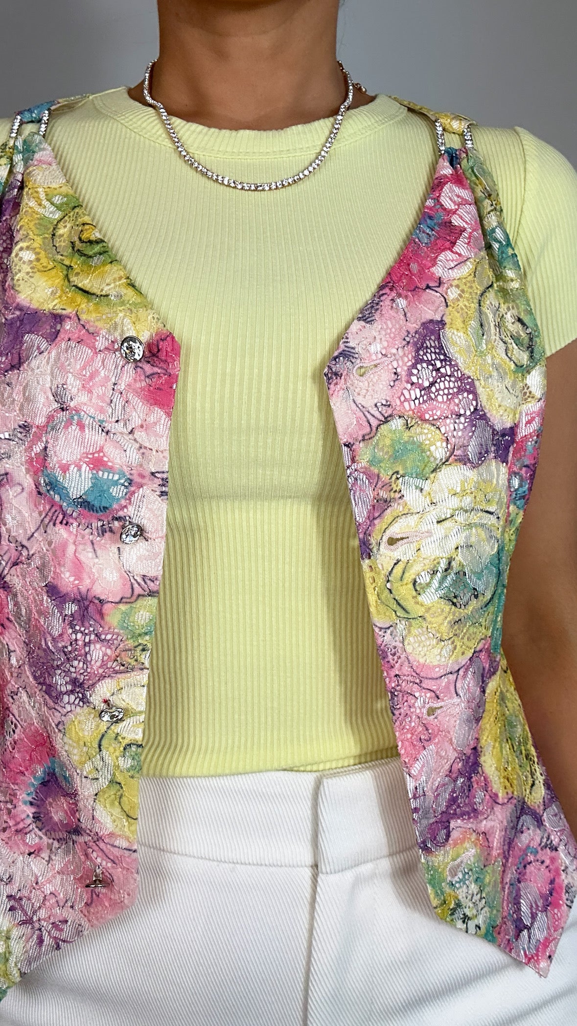 Y2K (est 2001) Lace Colorful Vest Tank Top