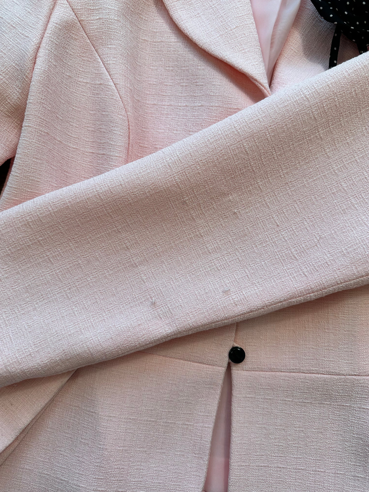 Vintage Danny & Nicole Light Pink Black Floral Corsage Detail Blazer