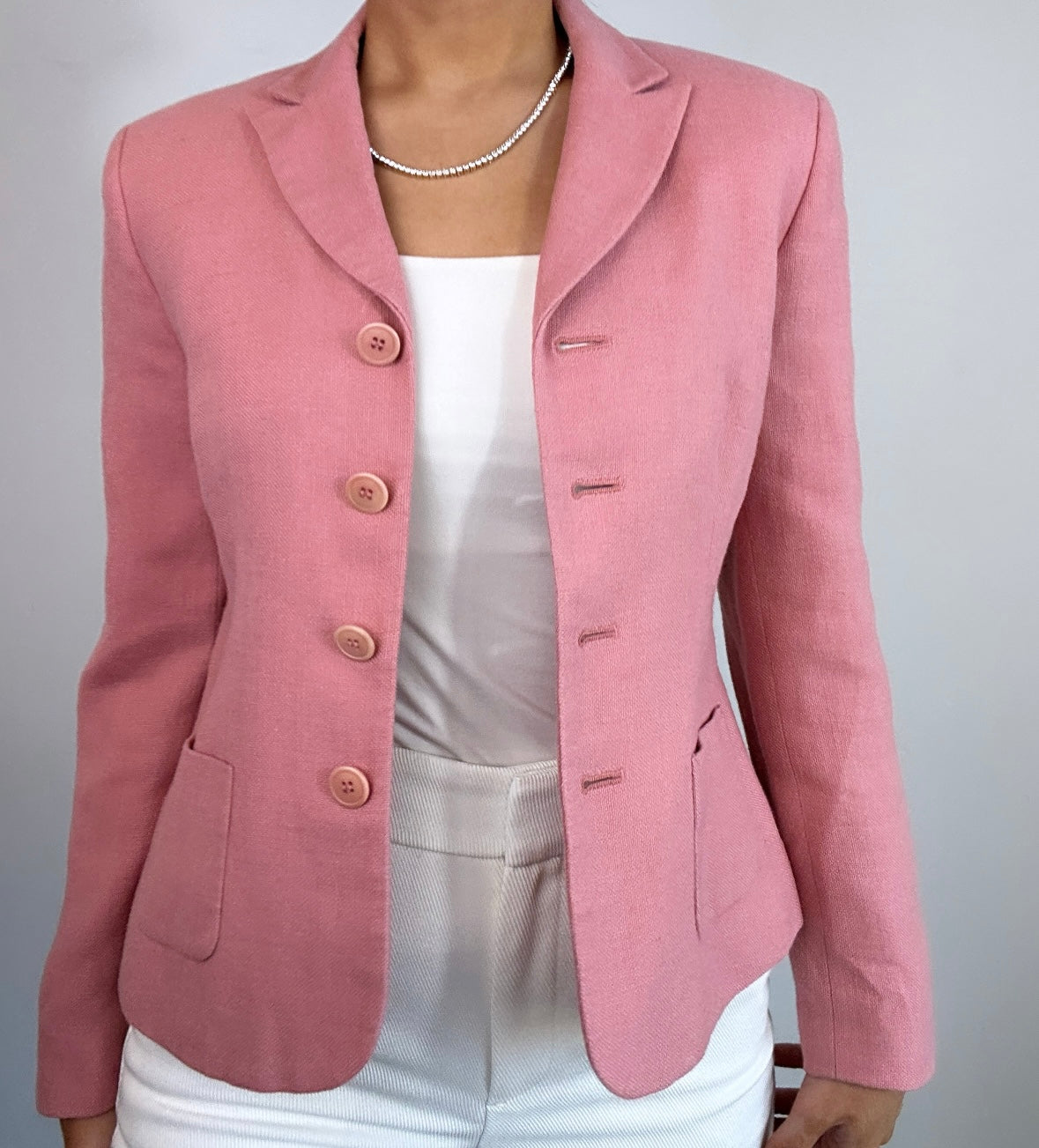 Vintage Ann Taylor Linen Silk Blend Mauve Pink Blazer