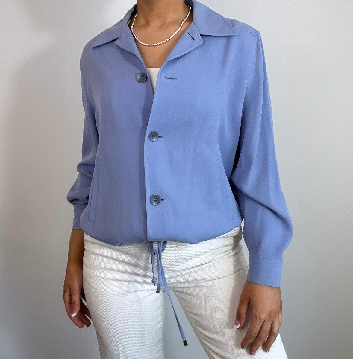 Pure Silk Vintage Talbots Sporty Bomber Style Drawstring Cinch Jacket