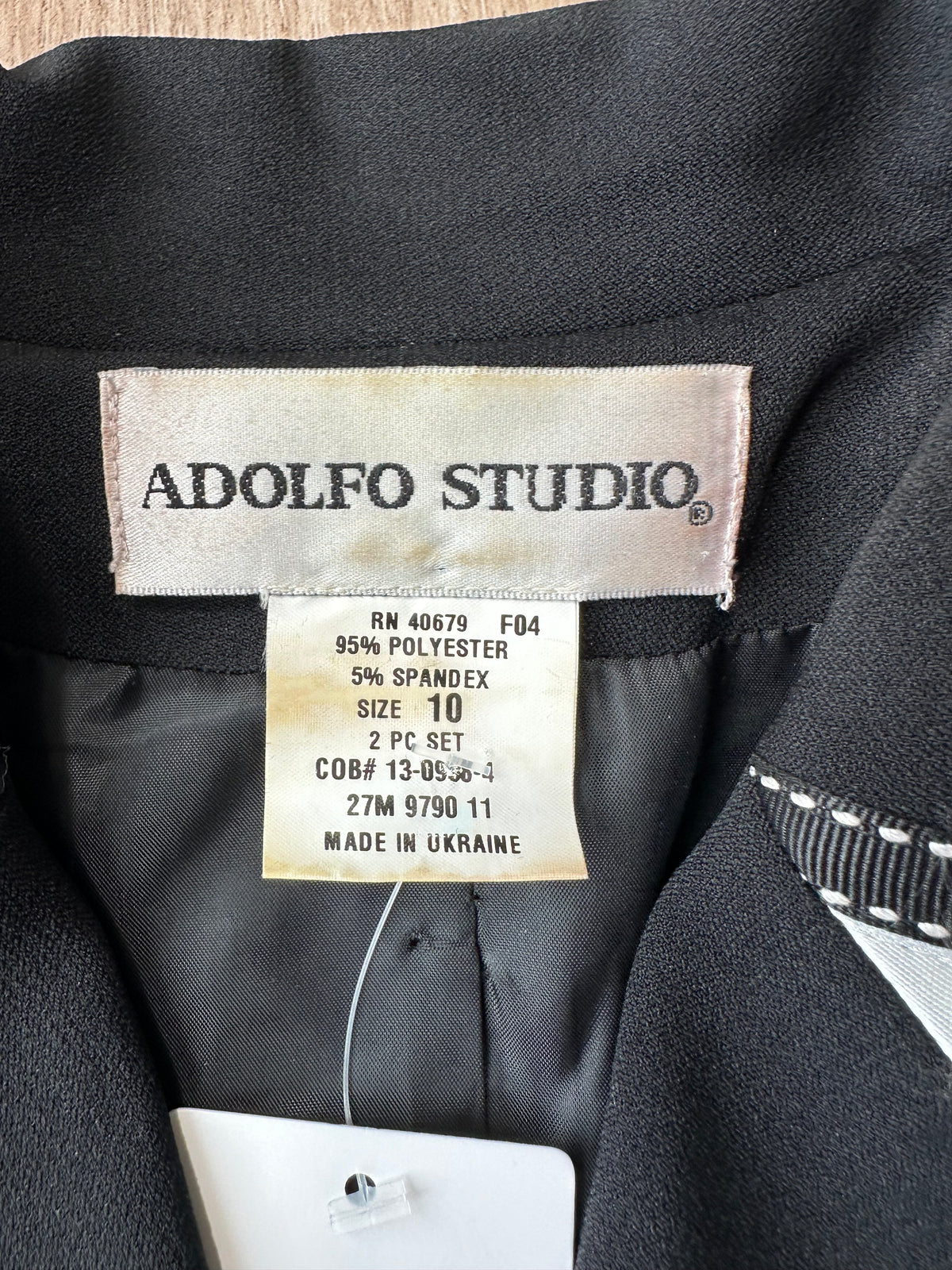 Vintage Adolfo Studio Black White Ribbon Trim Old Money Blazer