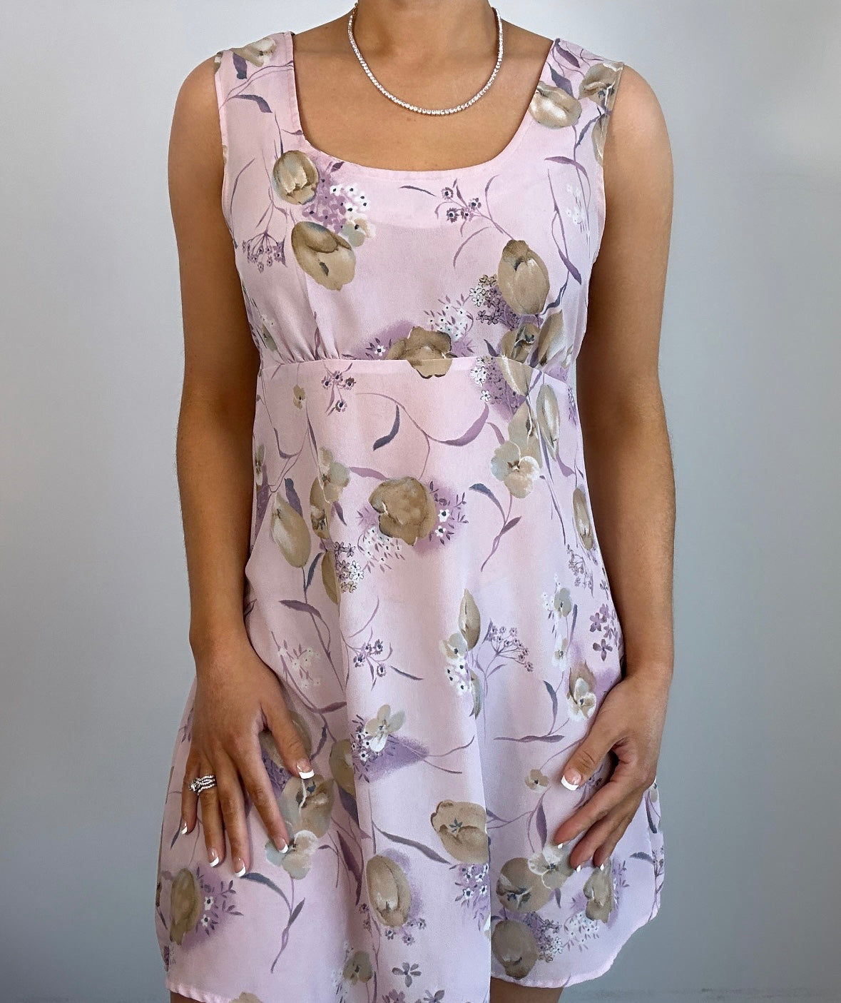 Vintage Brentwood Lavender Tan Floral Mini Dress