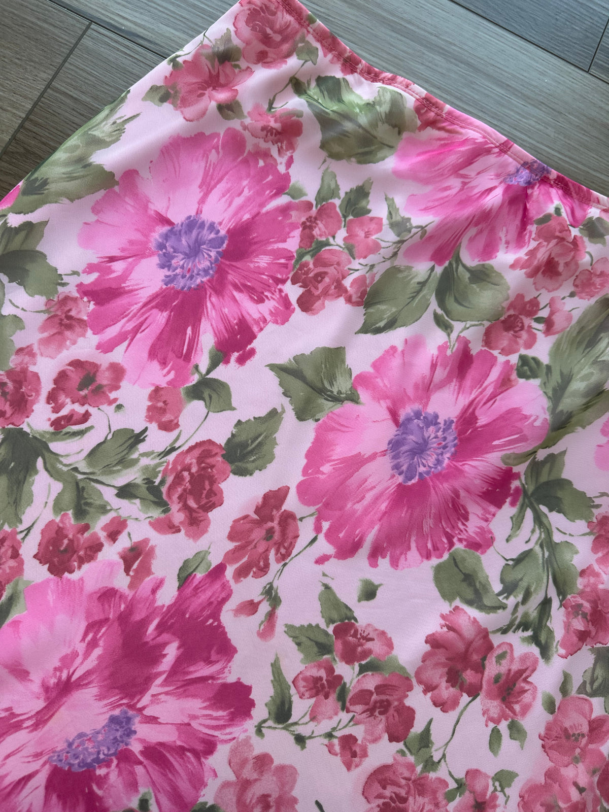 Vintage Dress Barm Pink Green Floral Midi Slip Skirt