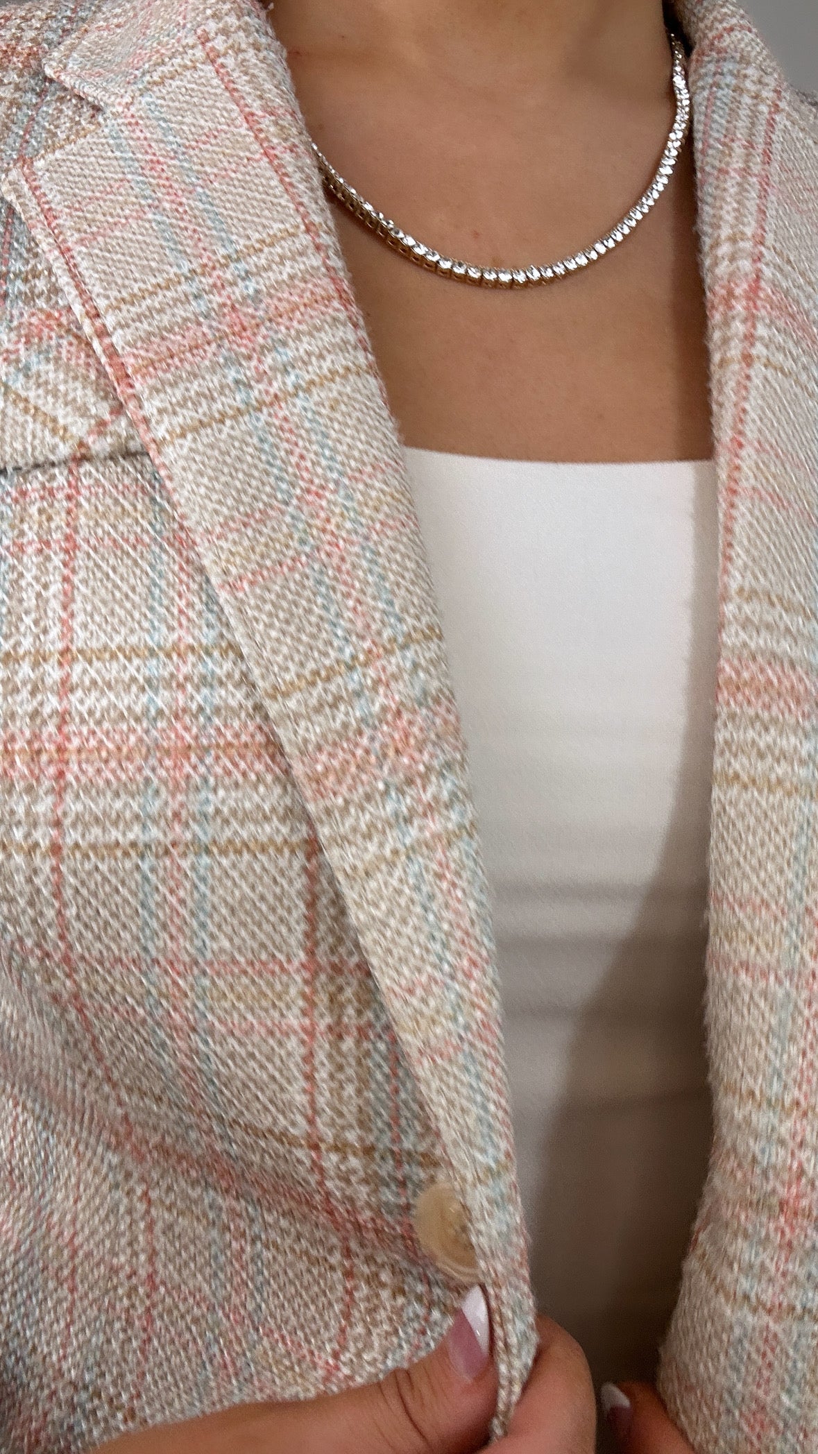 1970's Collegian of California Tailored Cream Blue Orange Plaid Blazer