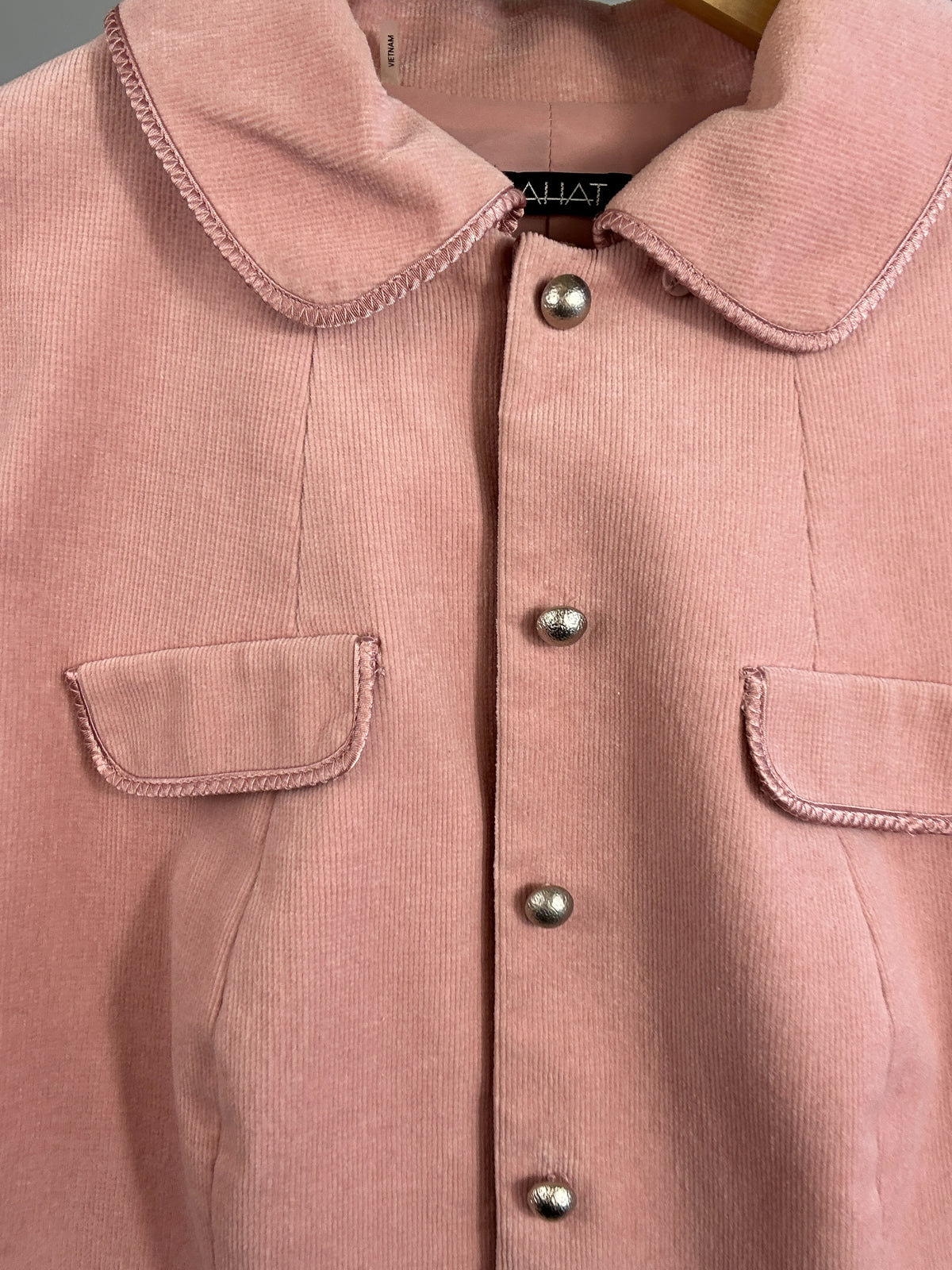 Y2K Tahari Blush Pink Corduroy Collared Jacket