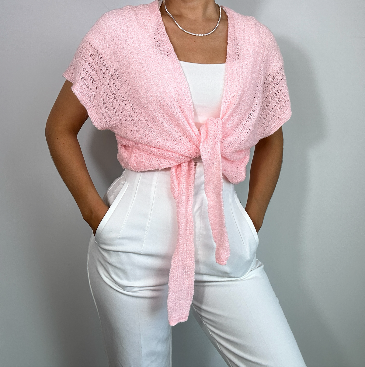 Vintage Light Pink Shawl Sweater Cover Up