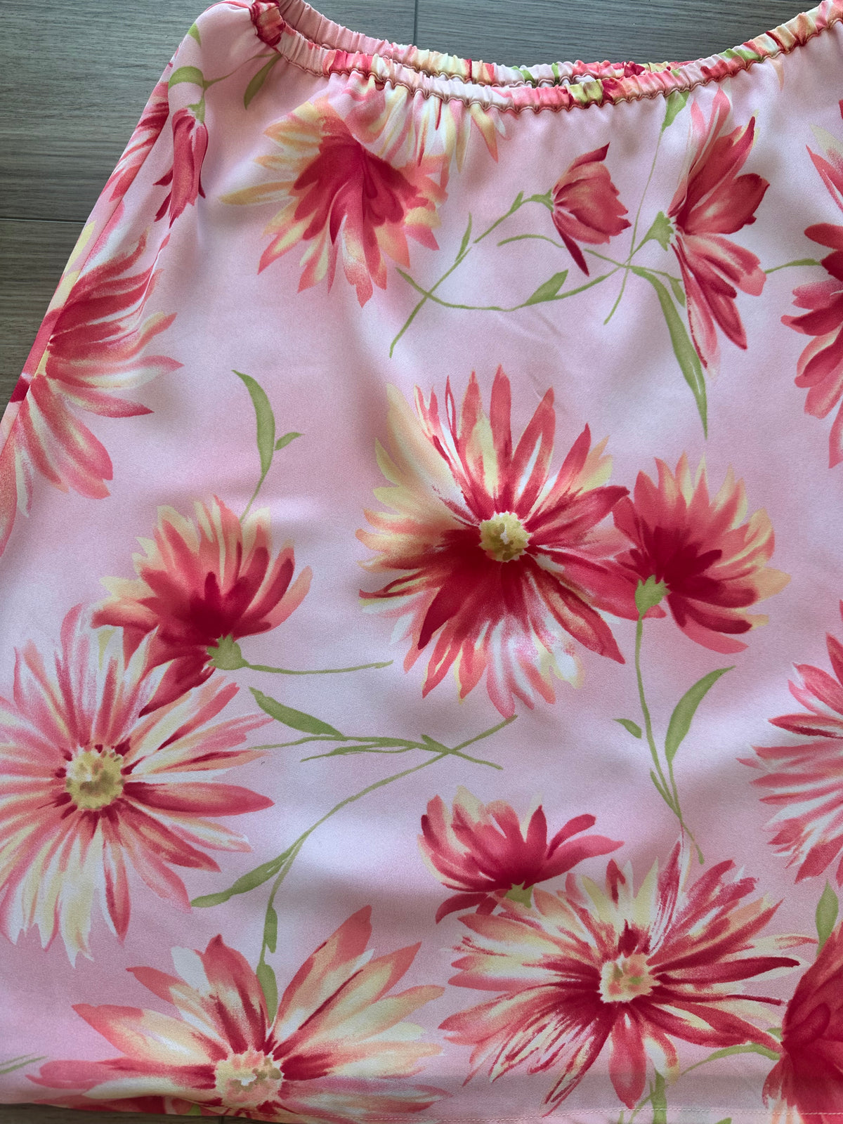Vintage Bright Pink Floral Midi Slip Skirt