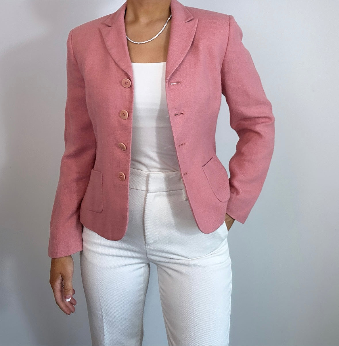 Vintage Ann Taylor Linen Silk Blend Mauve Pink Blazer