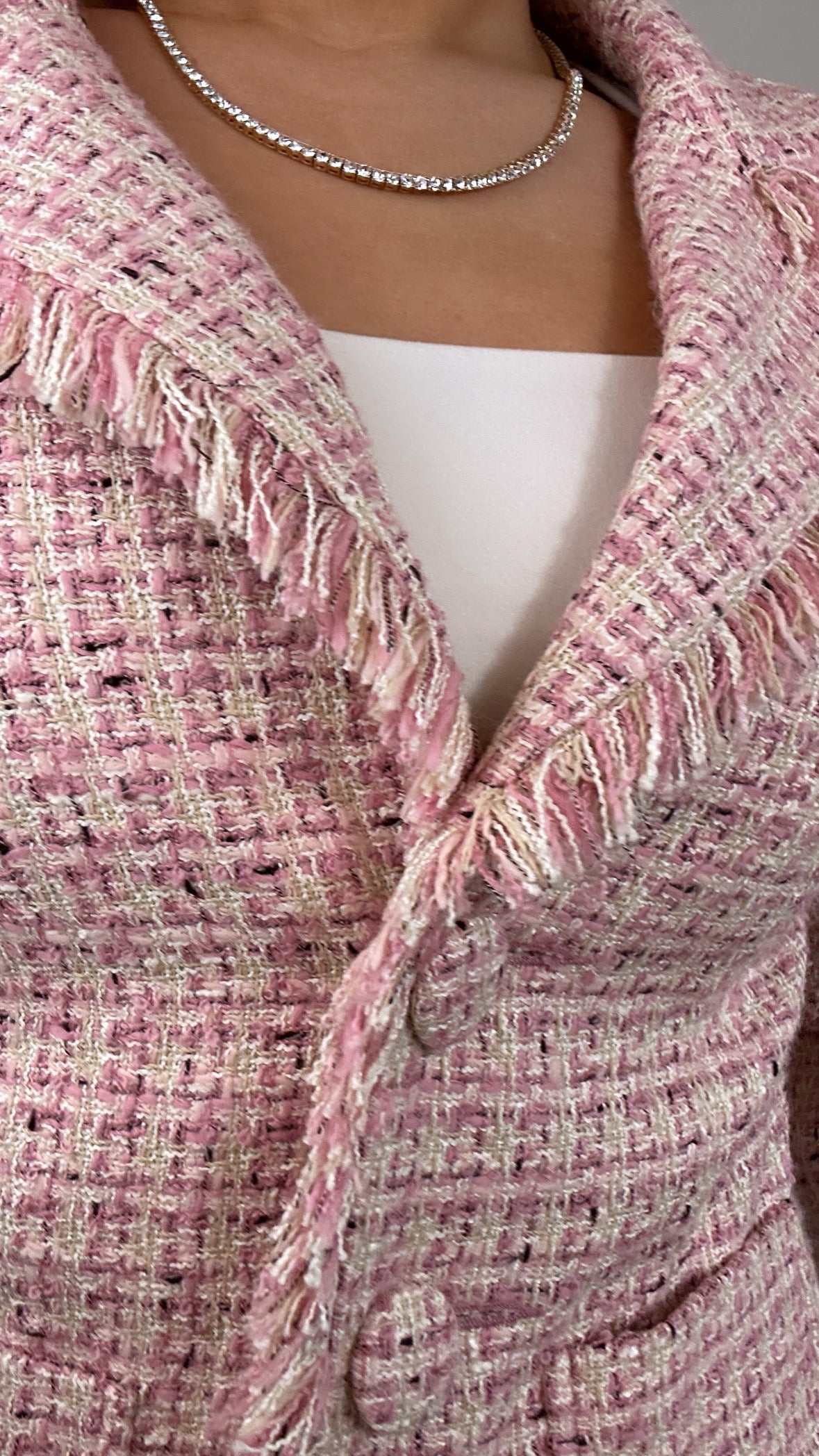 Y2k Vintage Arden B. Pink Tweed 3/4 Sleeve Blazer