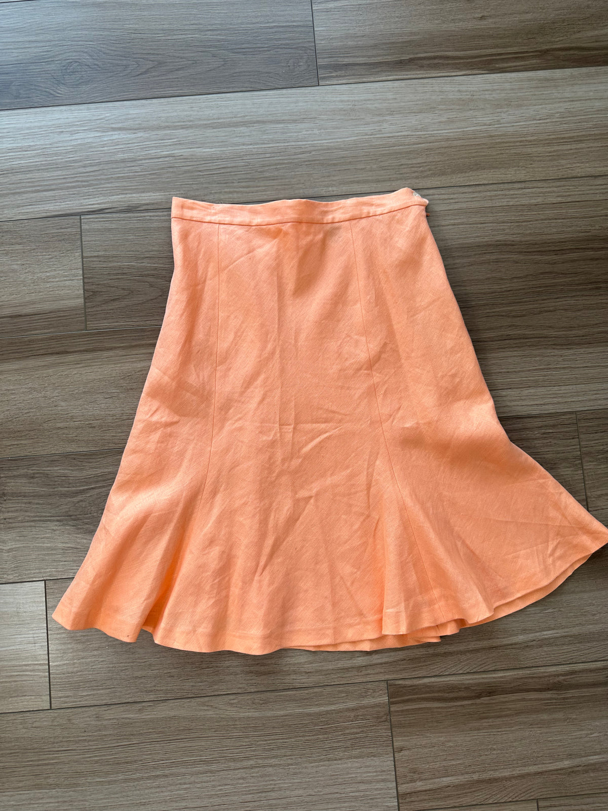 Y2K Fit & Flare Light Orange Linen Skirt