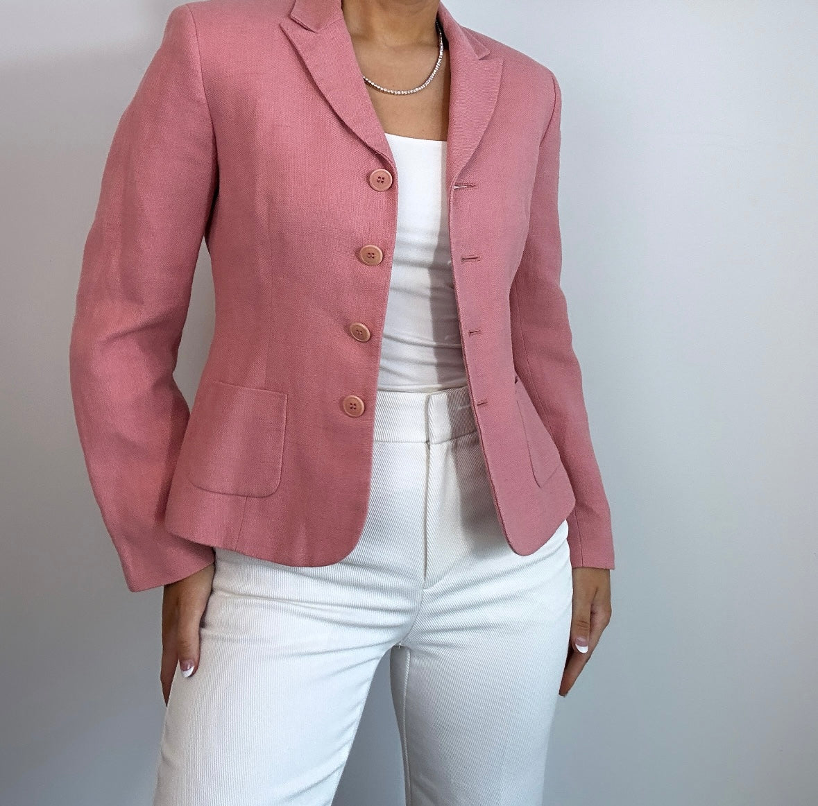 Vintage Ann Taylor Linen Silk Blend Mauve Pink Blazer
