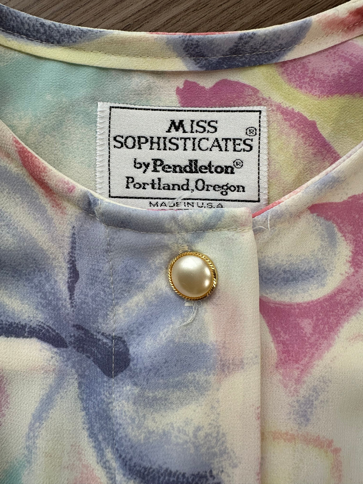 Vintage Pastel Floral Button Up Blouse