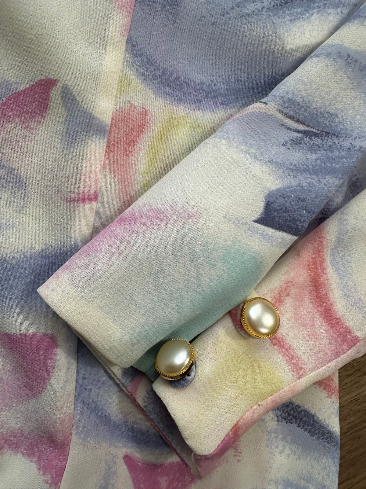 Vintage Pastel Floral Button Up Blouse