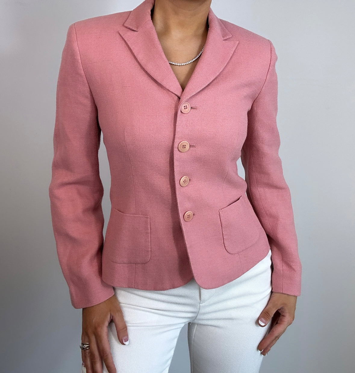 Vintage Ann Taylor Linen Silk Blend Mauve Pink Blazer