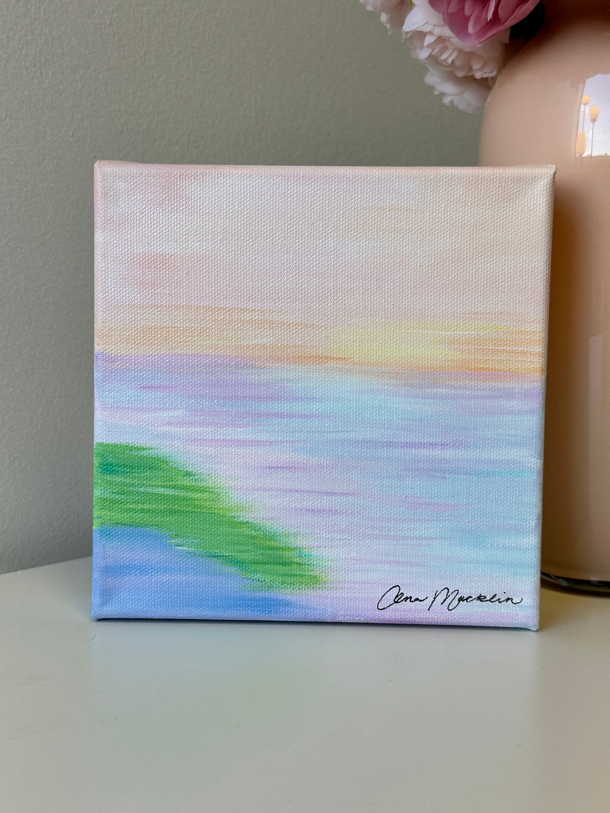 New Beginnings | Original Abstract Ocean Landscape Painting | 6x6