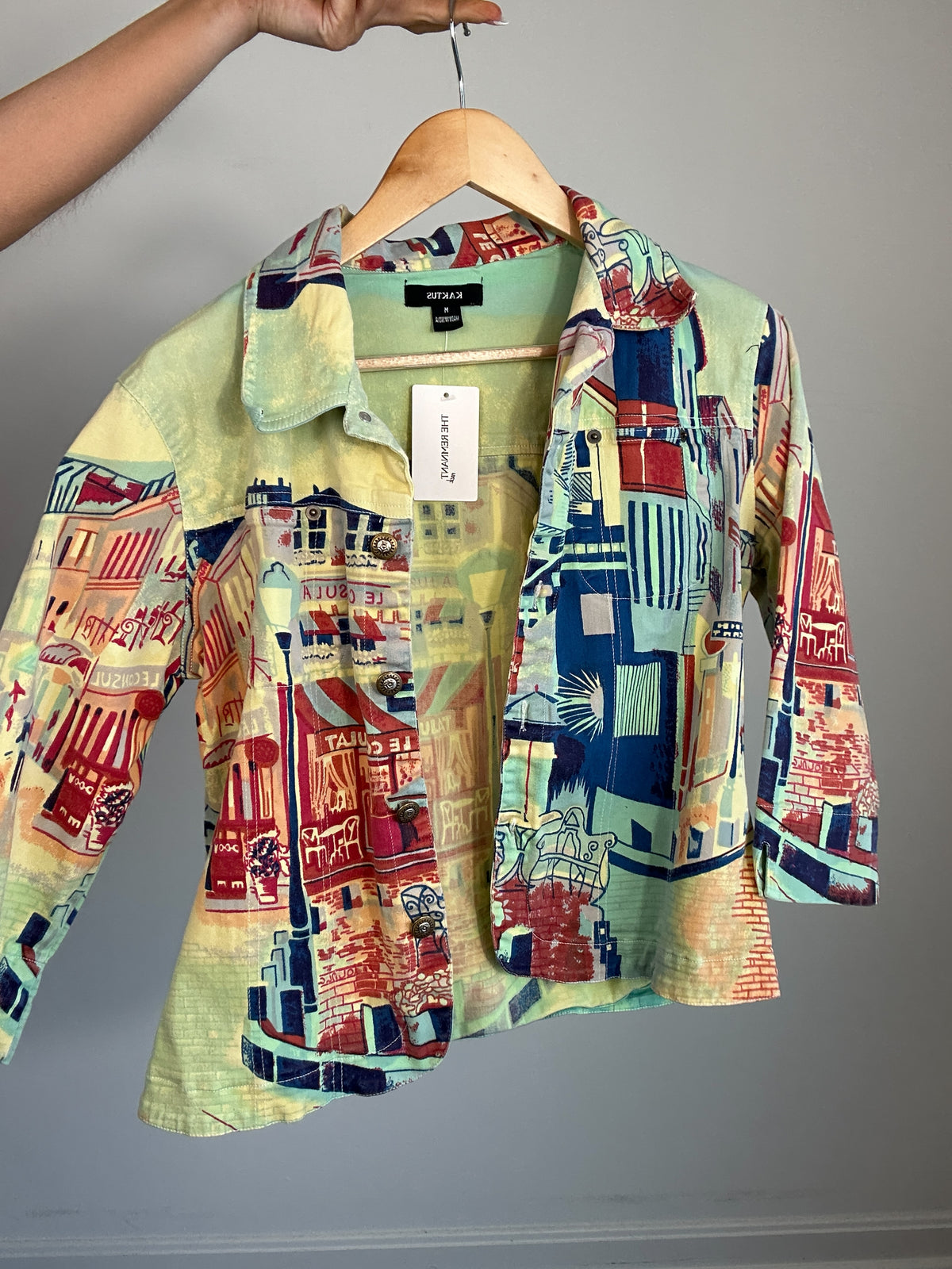 Y2K Euro Kaktus City Scape Graphic Jacket
