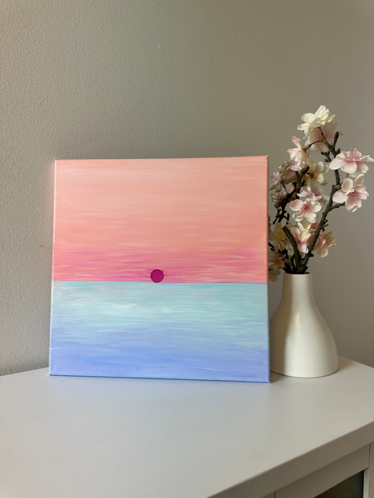 "Dawn" 12x12 Abstract Ocean Sunset Original Painting by Cena Macklin