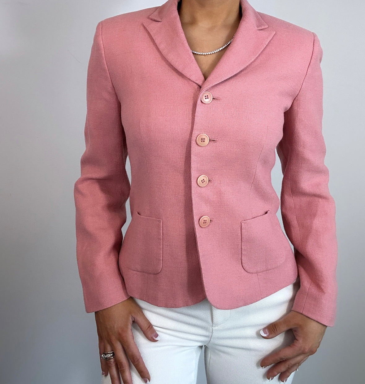 Vintage Ann Taylor Linen Silk Blend Mauve Pink Blazer