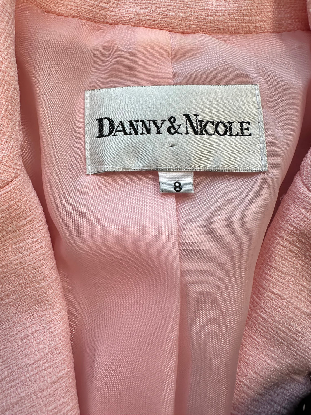Vintage Danny & Nicole Light Pink Black Floral Corsage Detail Blazer
