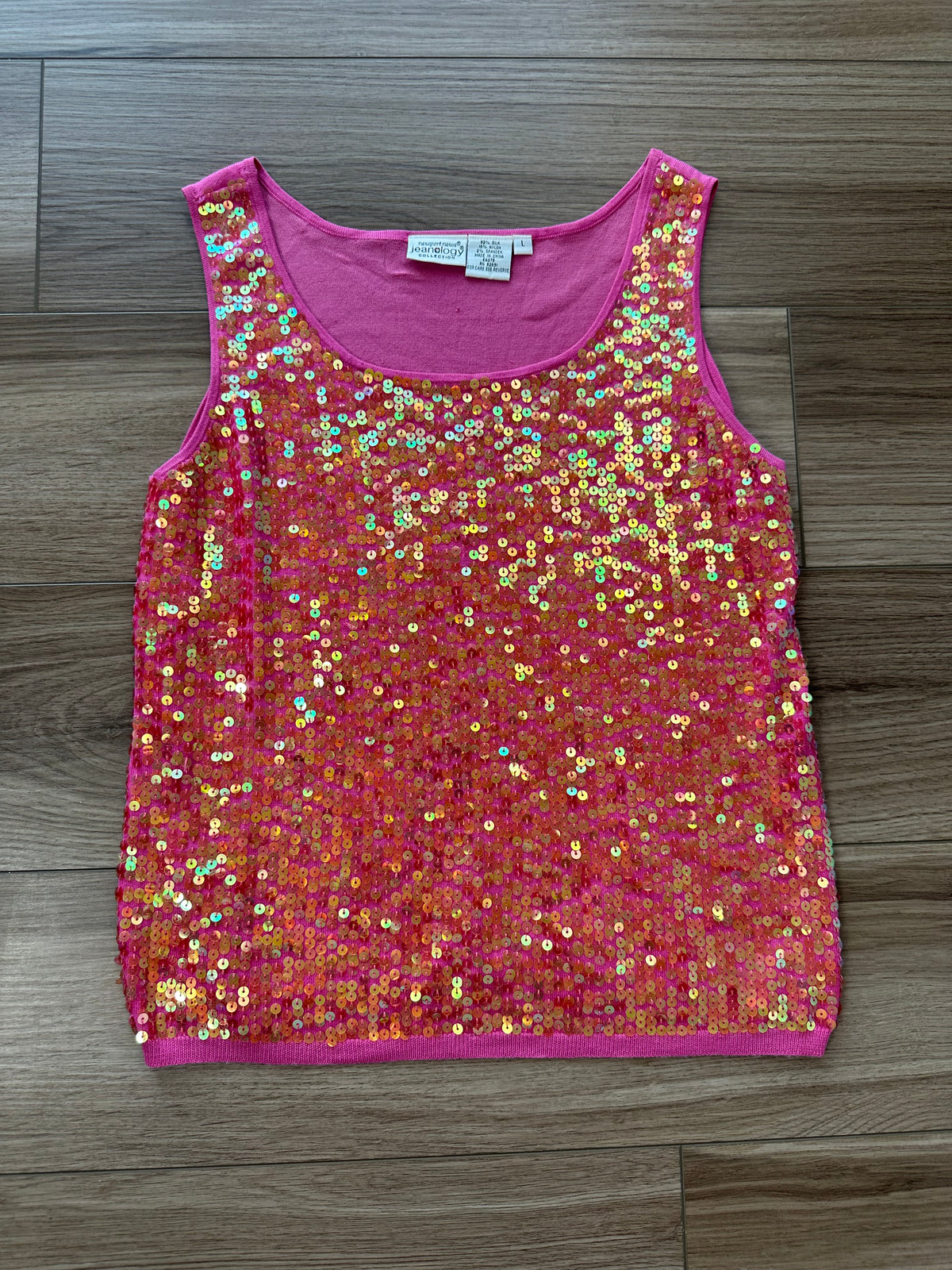 Y2k Hot Pink Silk Sequin Tank Top