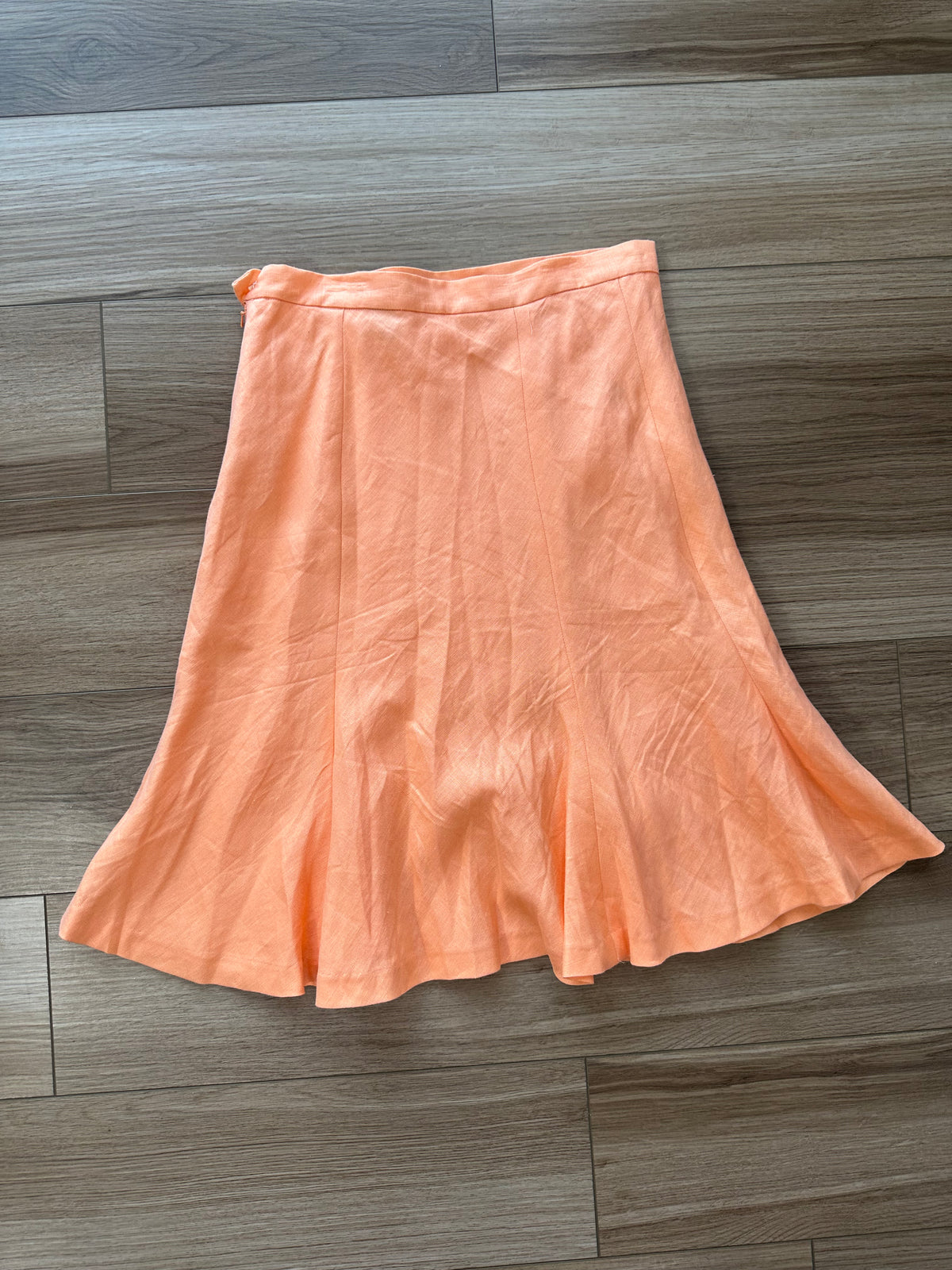 Y2K Fit & Flare Light Orange Linen Skirt