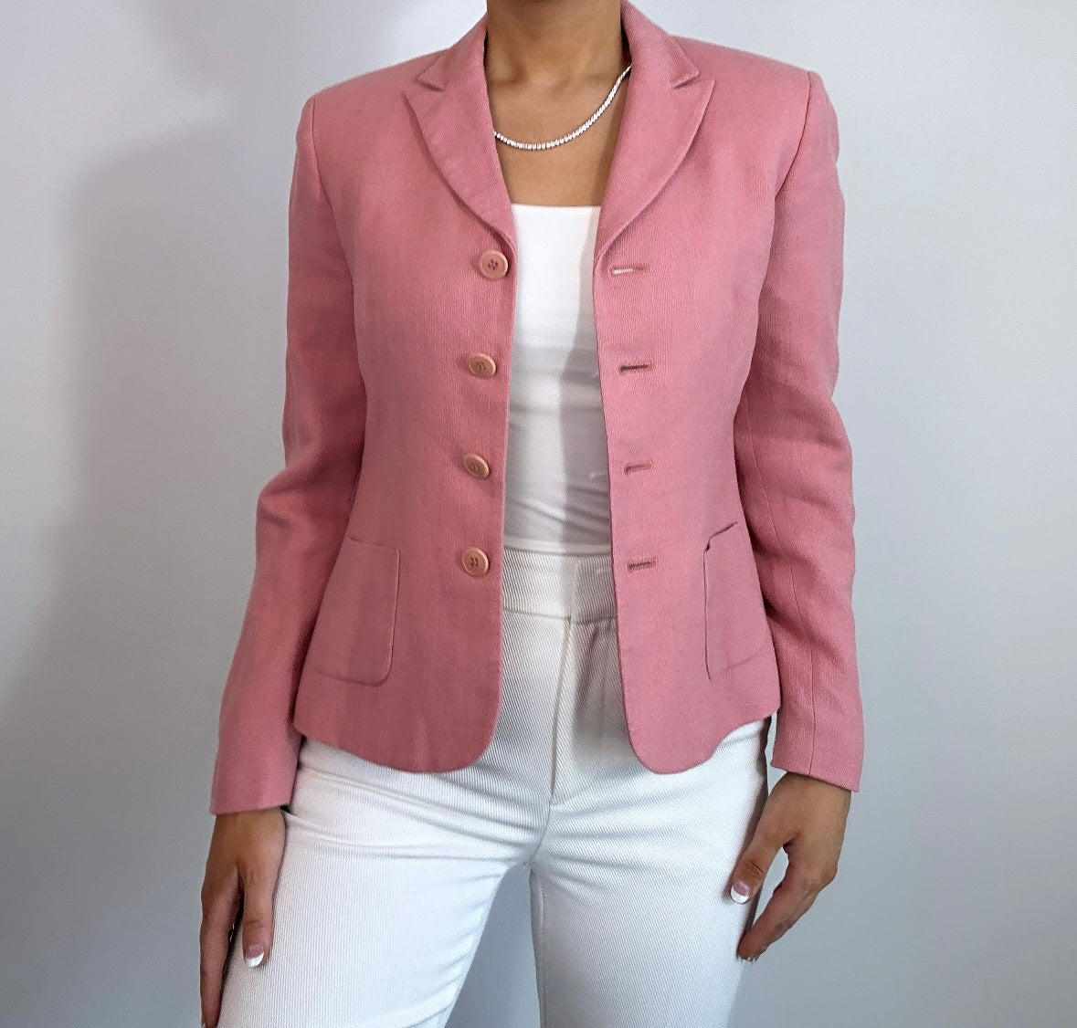 Vintage Ann Taylor Linen Silk Blend Mauve Pink Blazer