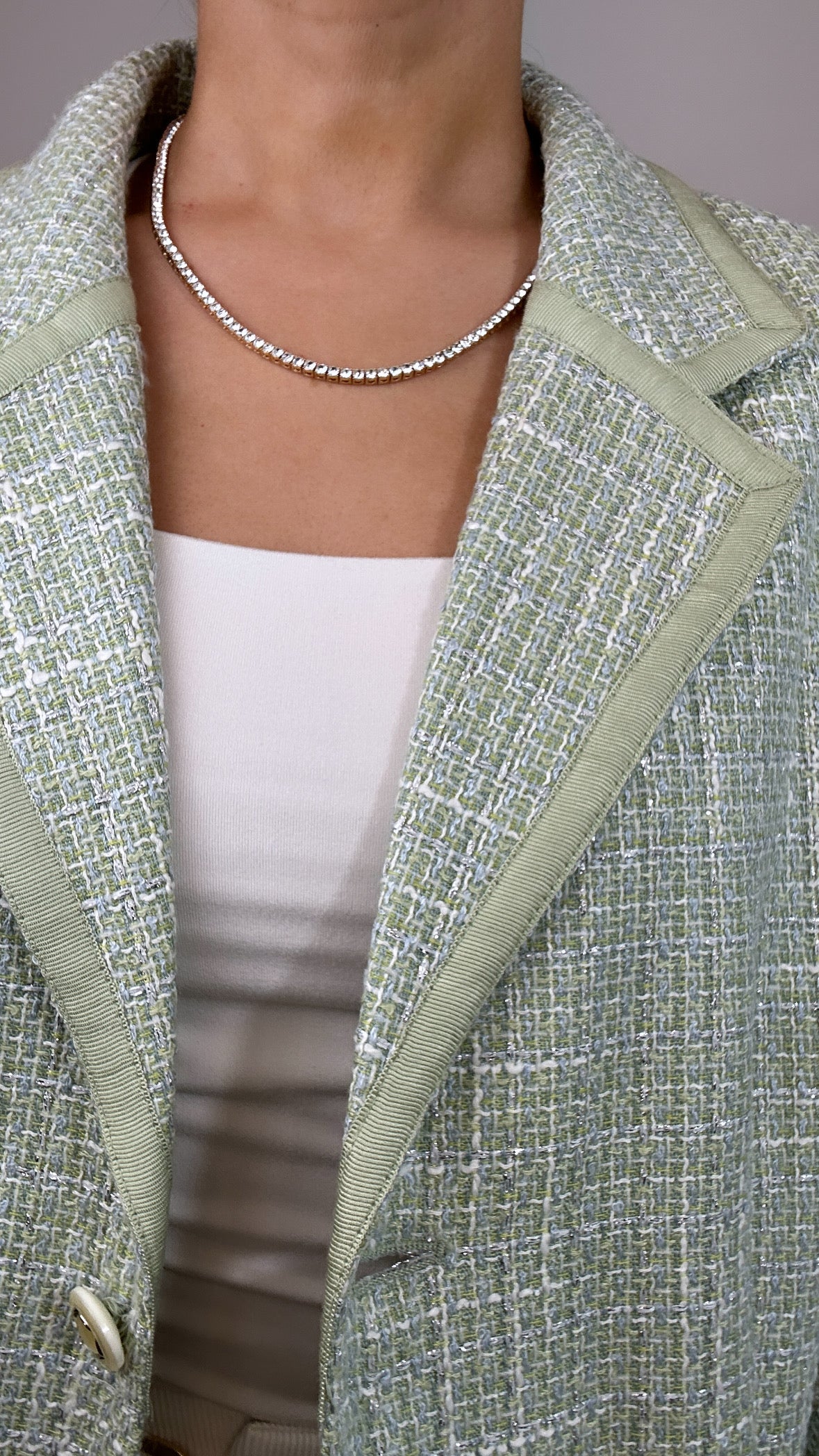 Vintage Mint Green Tweed Shimmer Jaclyn Smith Blazer