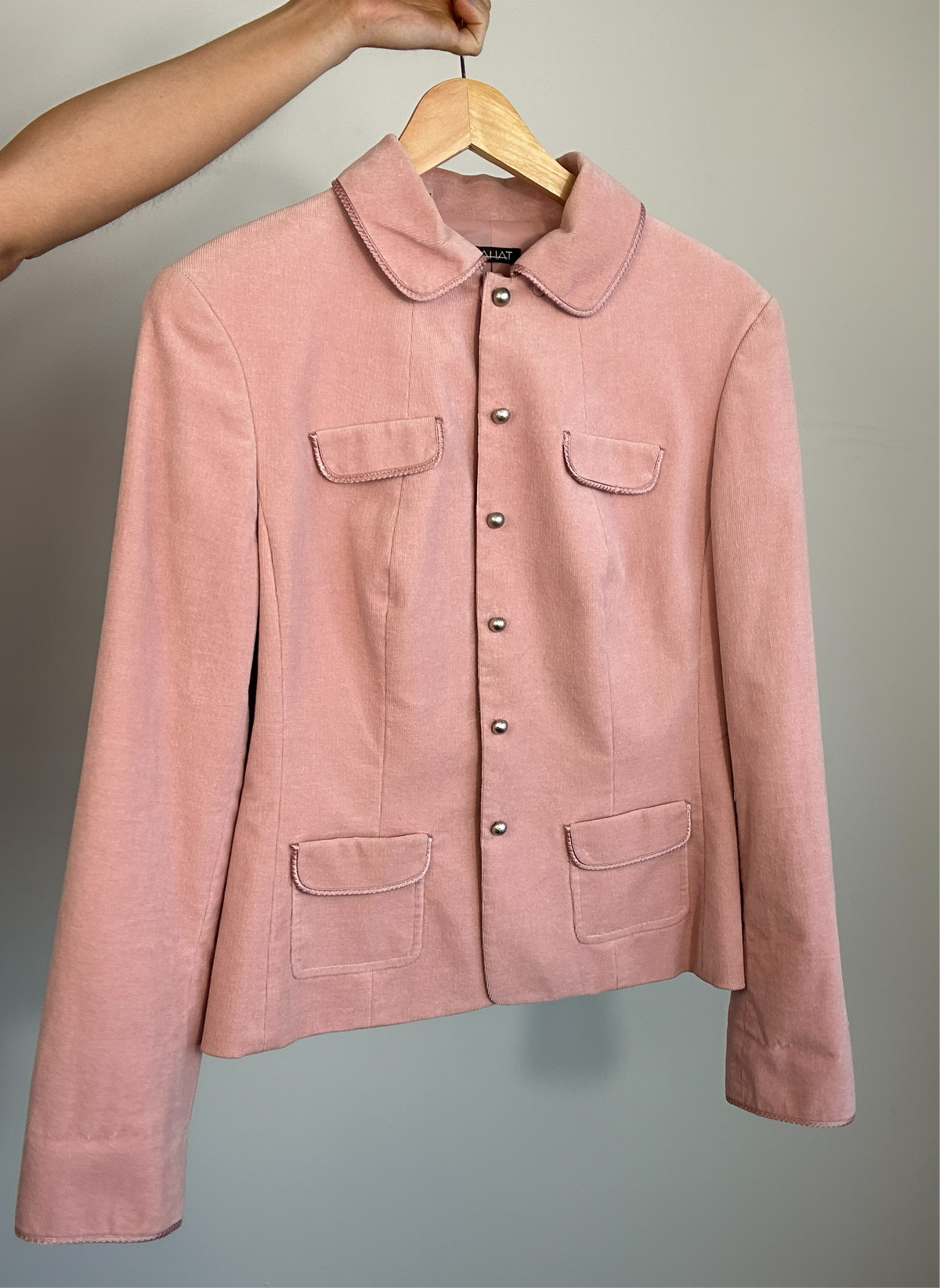 Y2K Tahari Blush Pink Corduroy Collared Jacket