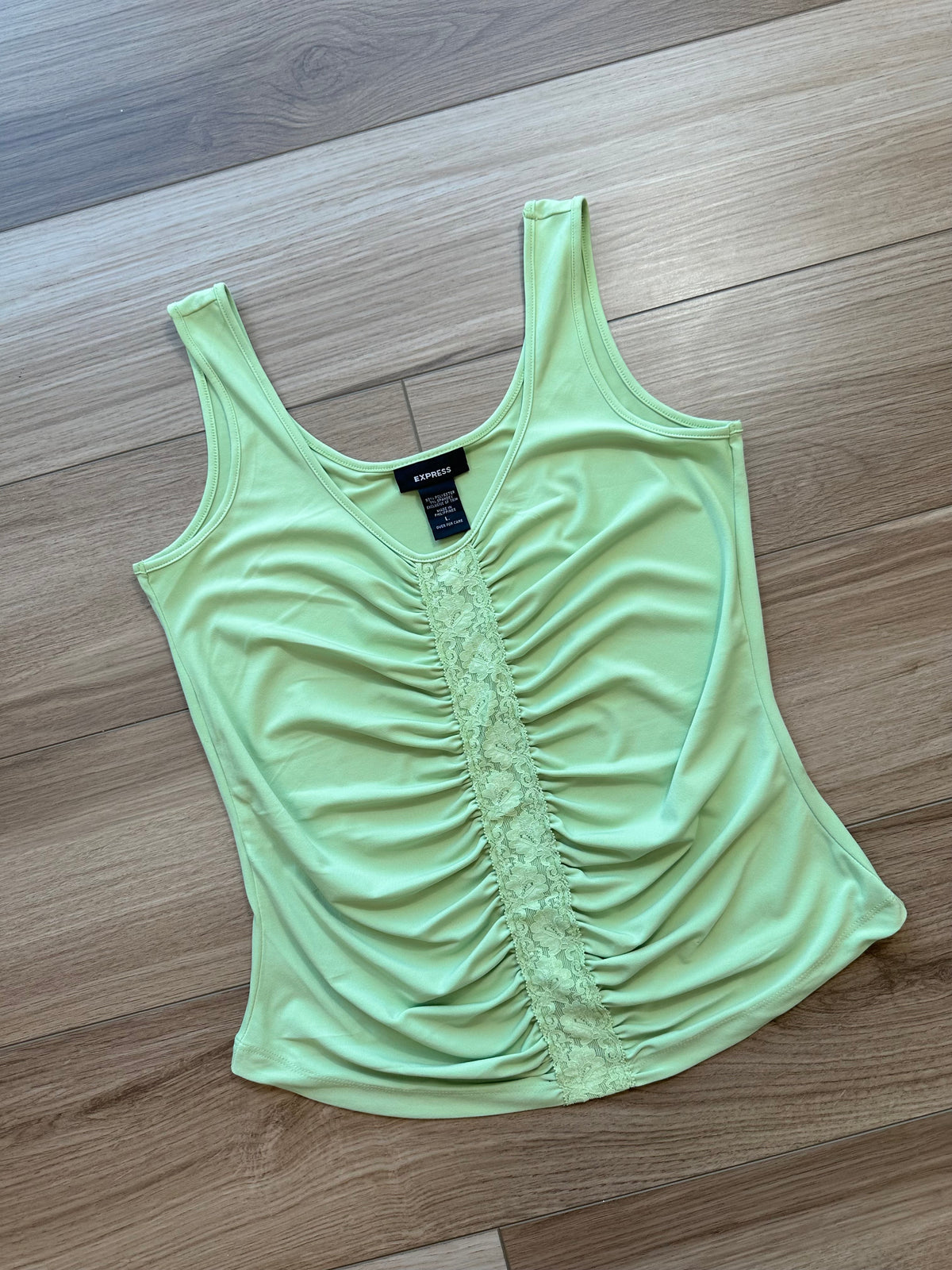 Y2k Vintage Light Green Lace Drape Tank Top