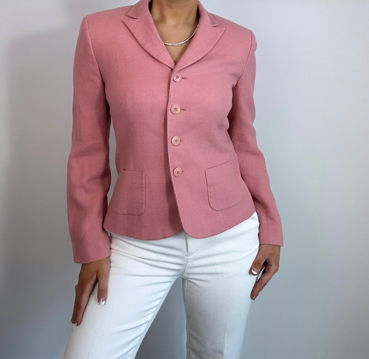 Vintage Ann Taylor Linen Silk Blend Mauve Pink Blazer