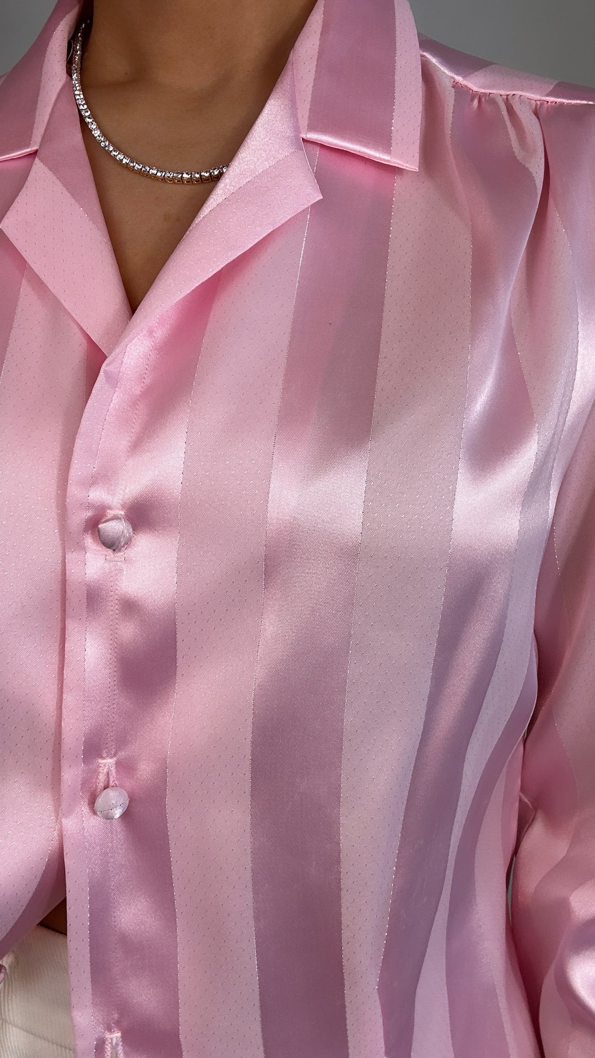 Vintage Cristina Light Pink Striped Button Down Top