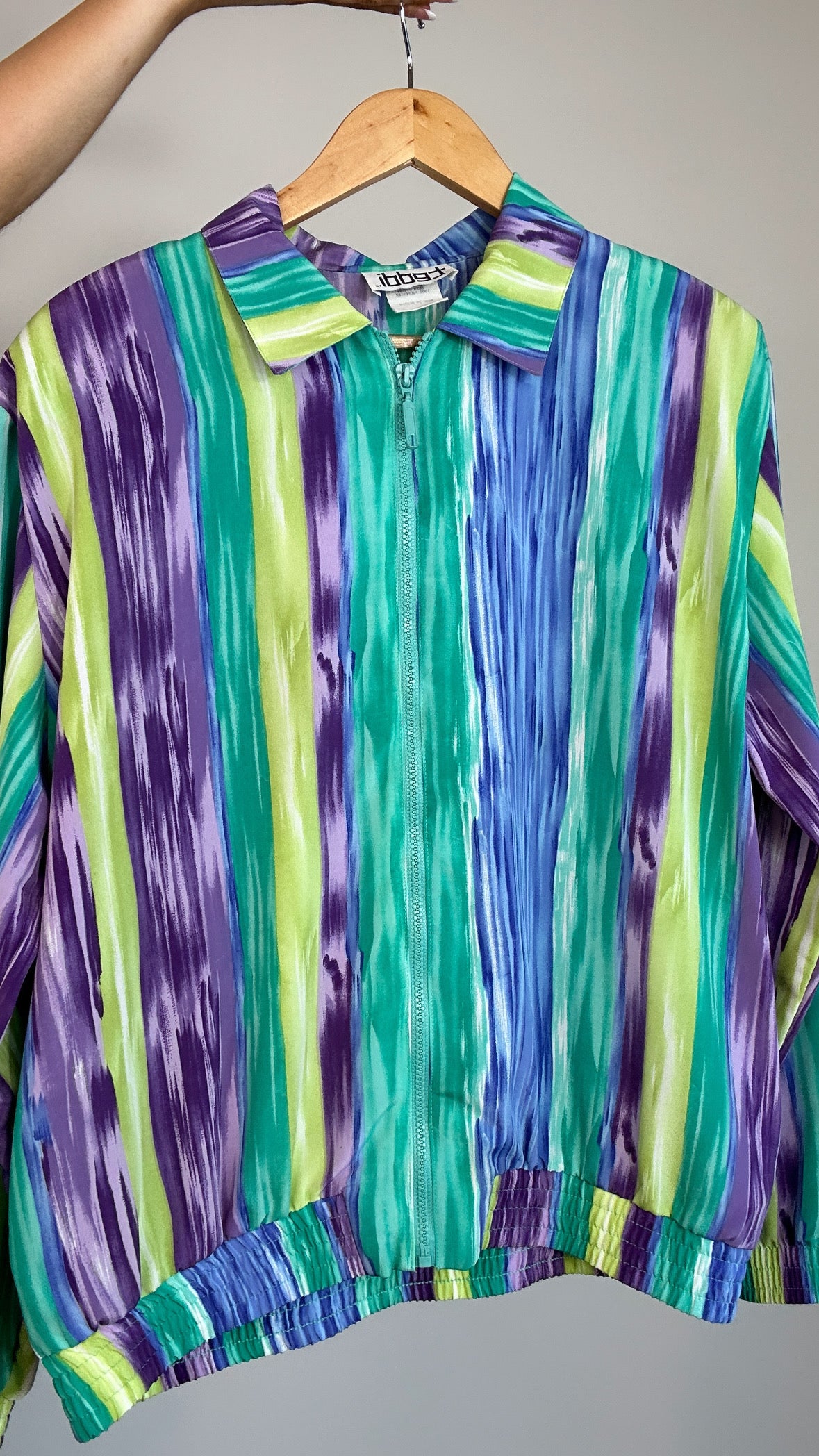 Vintage Multicolored Abstract Zip Up Bomber Jacket