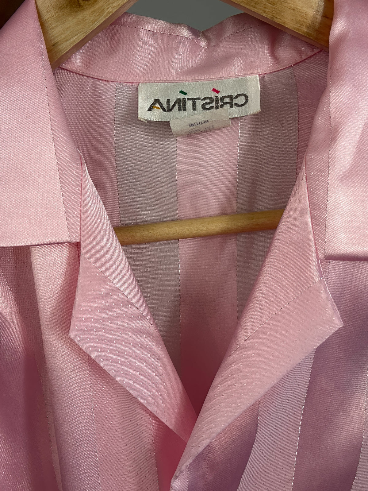 Vintage Cristina Light Pink Striped Button Down Top