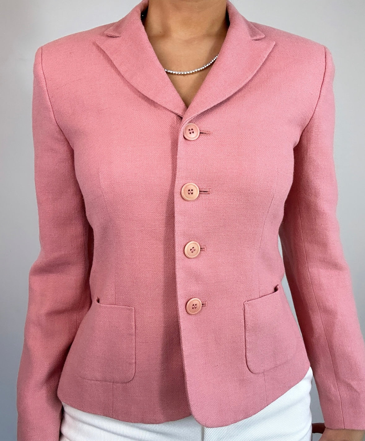 Vintage Ann Taylor Linen Silk Blend Mauve Pink Blazer