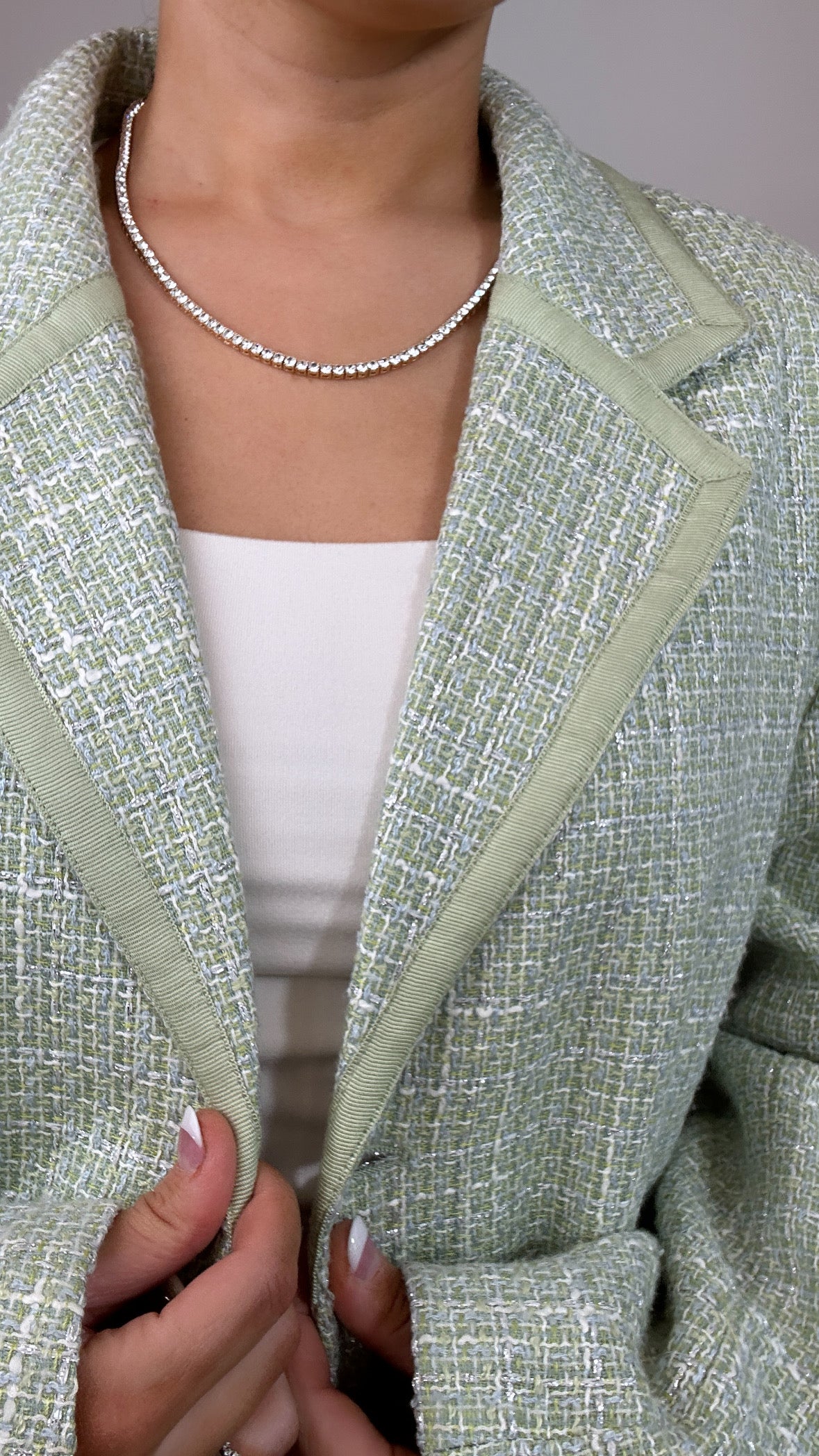 Vintage Mint Green Tweed Shimmer Jaclyn Smith Blazer