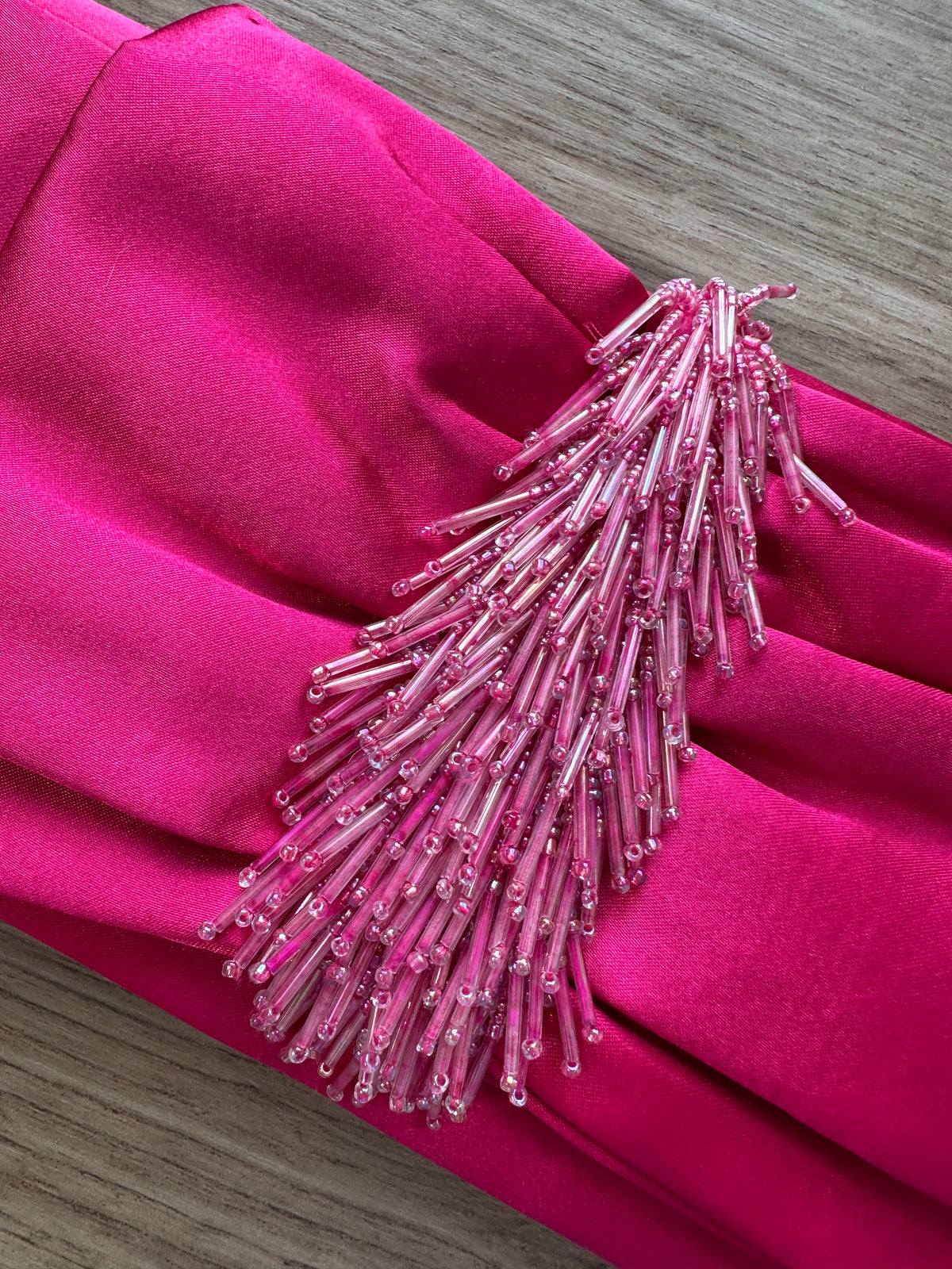 Vintage Hot Pink Beaded Satin Clutch Purse