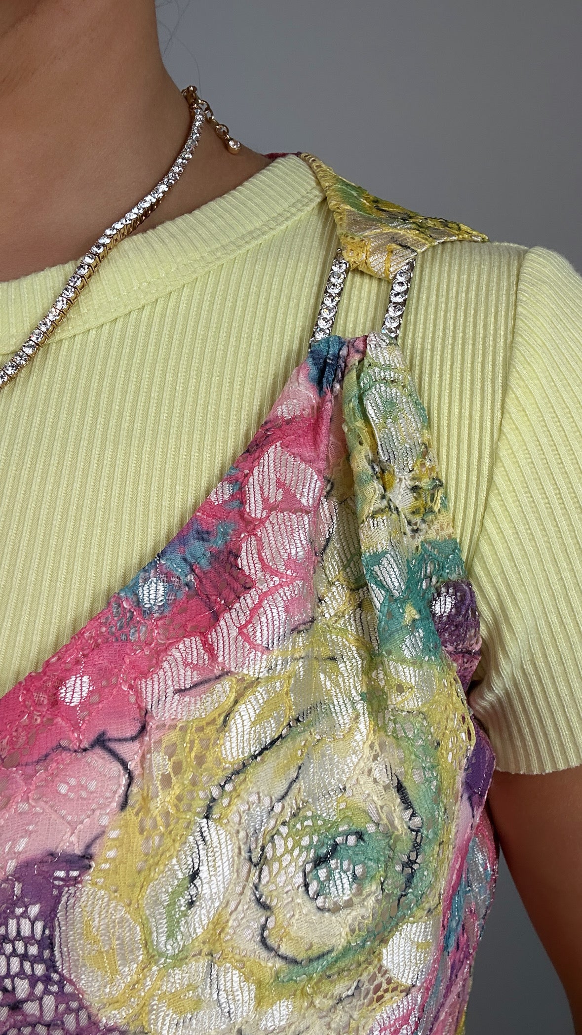 Y2K (est 2001) Lace Colorful Vest Tank Top