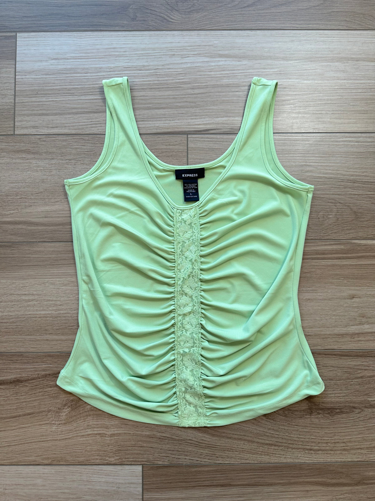 Y2k Vintage Light Green Lace Drape Tank Top