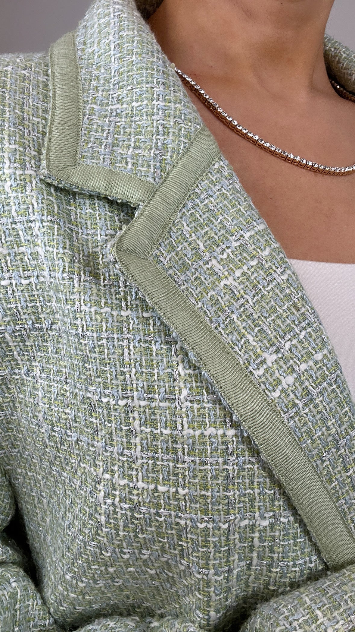 Vintage Mint Green Tweed Shimmer Jaclyn Smith Blazer