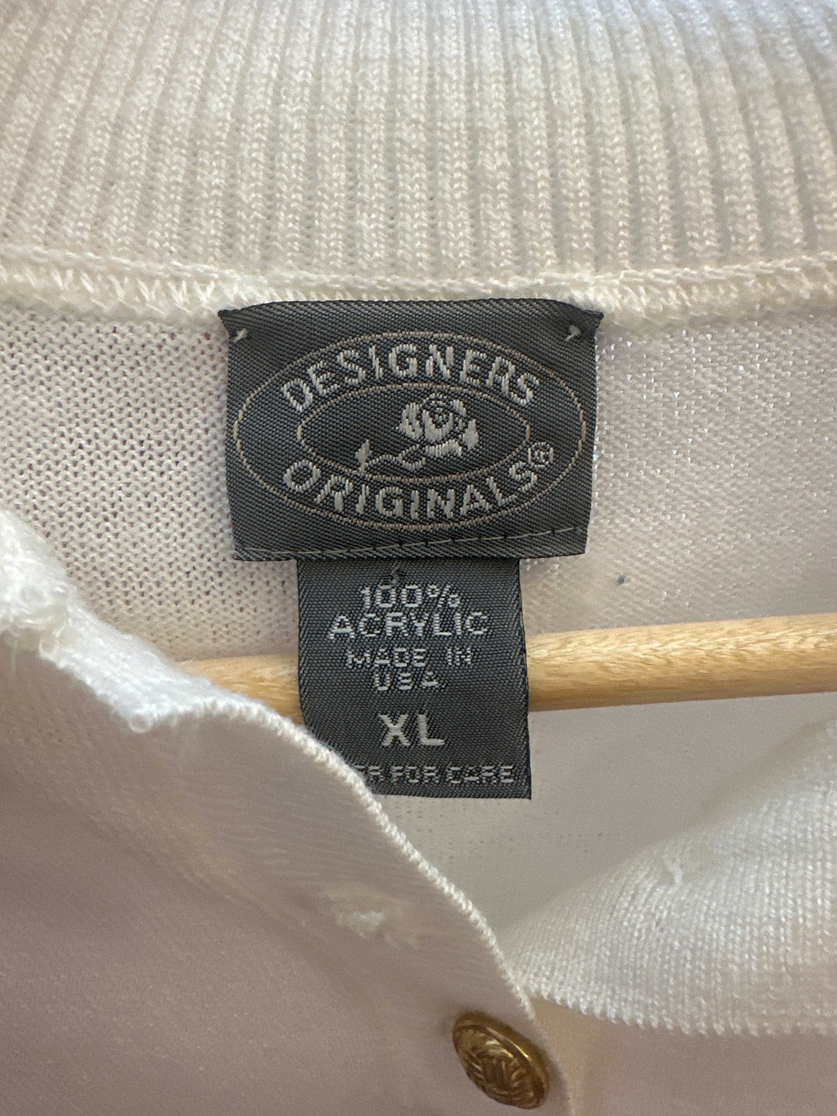 Vintage Designer Originals White Polo Gold Buttons Knit Top